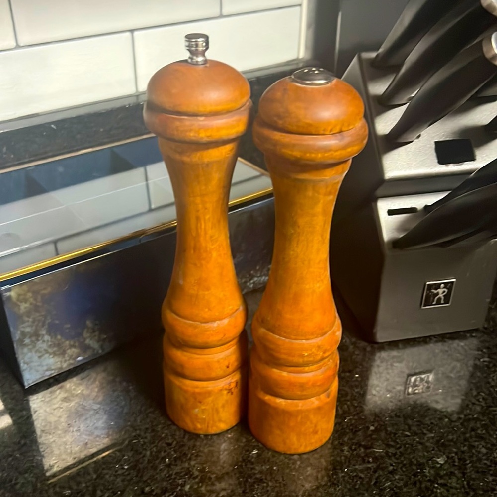 Wooden salt and pepper shakers